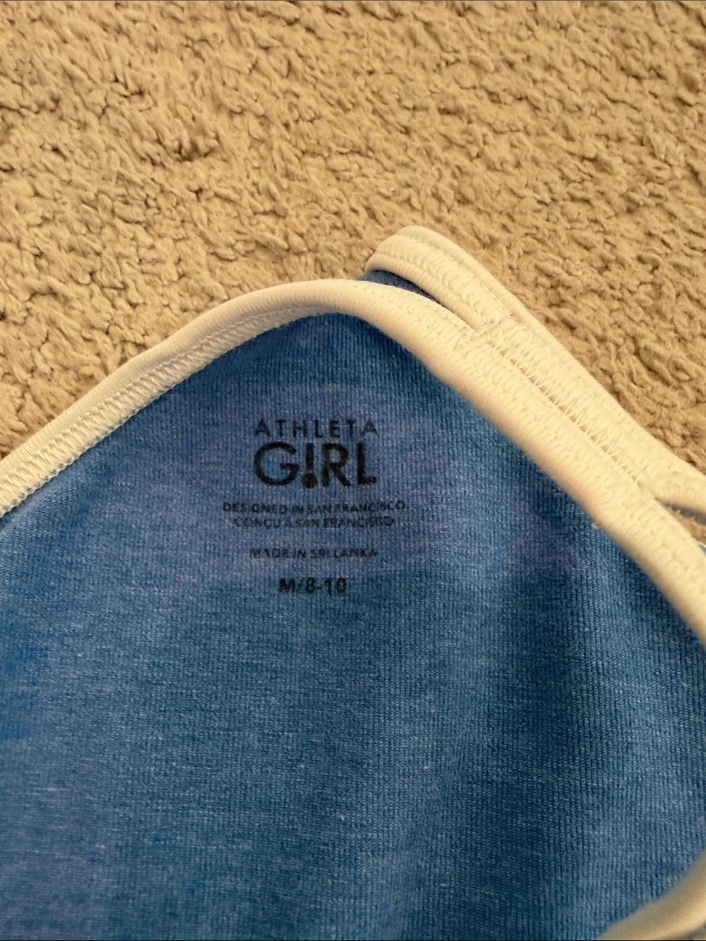 Athleta Blue Tank Romper with Cream Trim